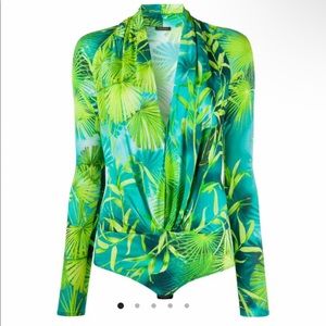 Rare Versace jungle bodysuit. Blouse version of dress Jlo wore to the Grammys.